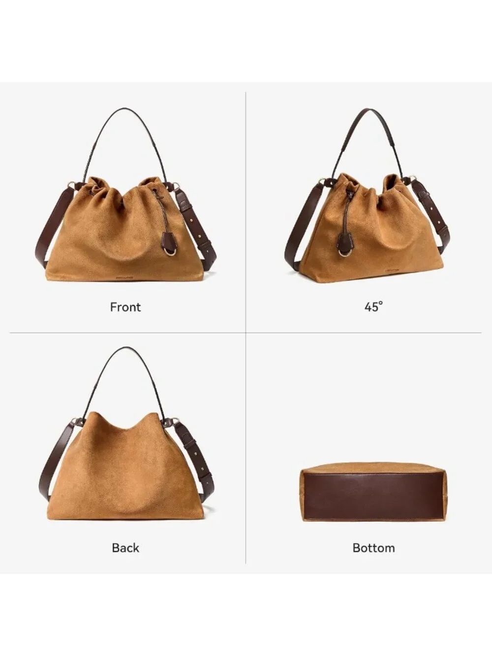 Slouchy Hobo Bag for Women - Soft Drawstring Shoulder Handbag & Crossbody Purse